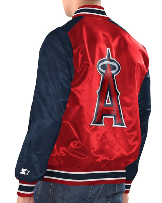 Red/Navy LA Angels Renegade Varsity Satin Jacket Red/Navy LA Angels Renegade Varsity Satin Jacket