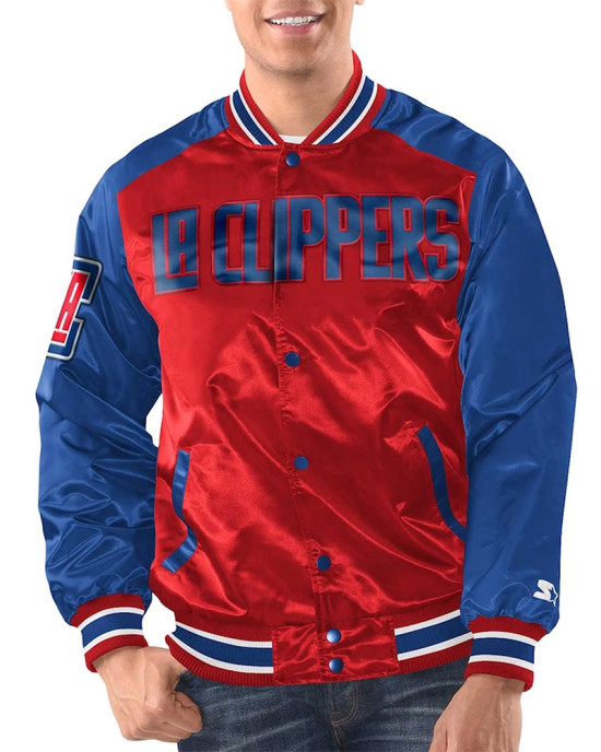 Red/Royal Los Angeles Clippers Renegade Varsity Satin Jacket Red/Royal Los Angeles Clippers Renegade Varsity Satin Jacket
