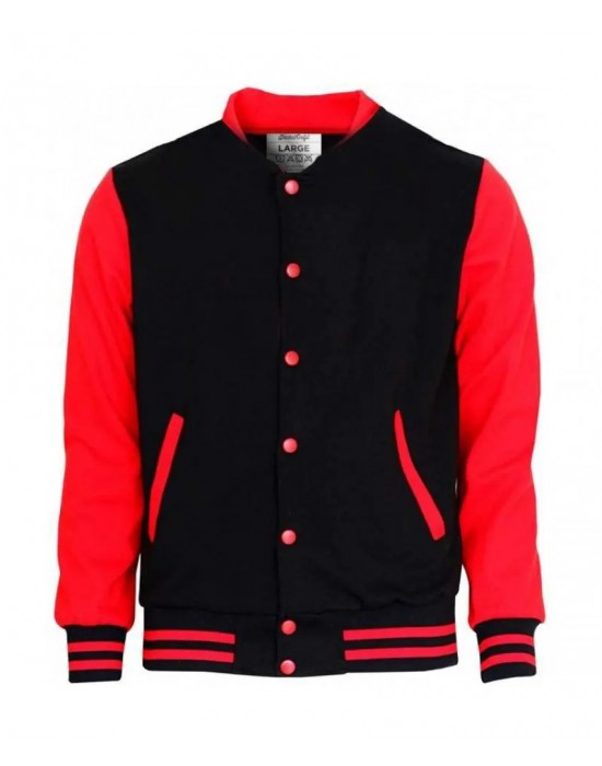 Red and Black Letterman Bomber Varsity Jacket