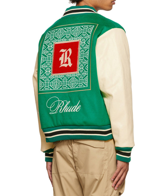 Rhude Green Varsity Jacket Rhude Green Varsity Jacket