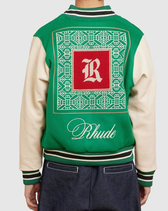 Rhude Green Varsity Jacket Rhude Green Varsity Jacket