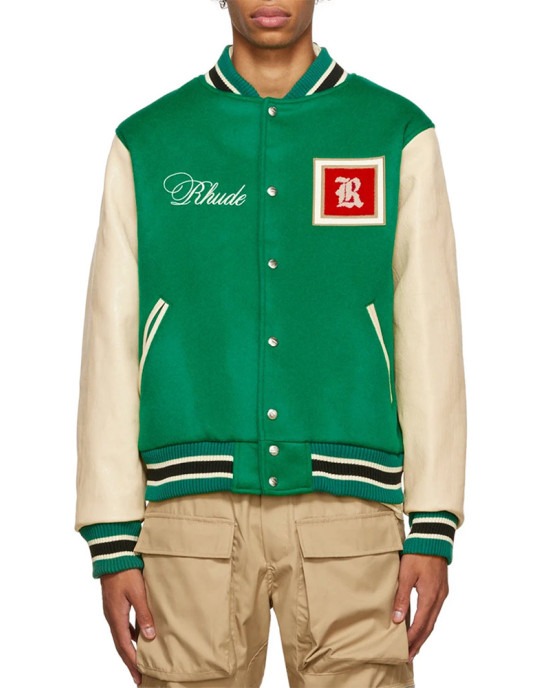 Rhude Green Varsity Jacket Rhude Green Varsity Jacket