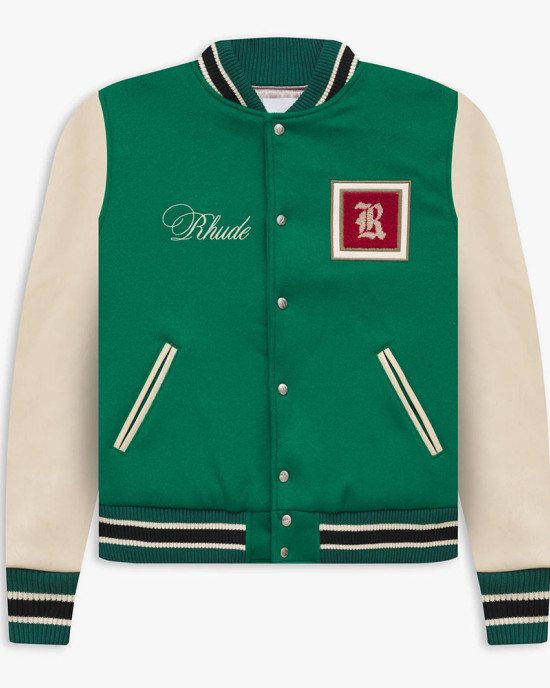 Rhude Green Varsity Jacket Rhude Green Varsity Jacket