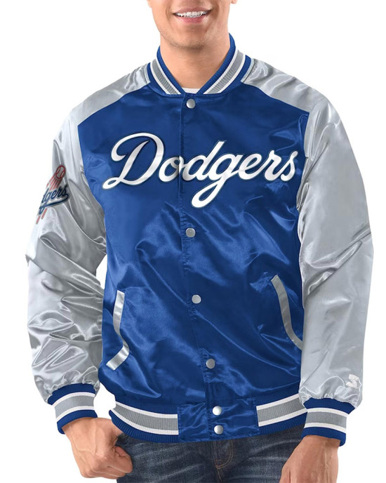 Royal/Gray Los Angeles Dodgers Renegade Varsity Satin Jacket Royal/Gray Los Angeles Dodgers Renegade Varsity Satin Jacket
