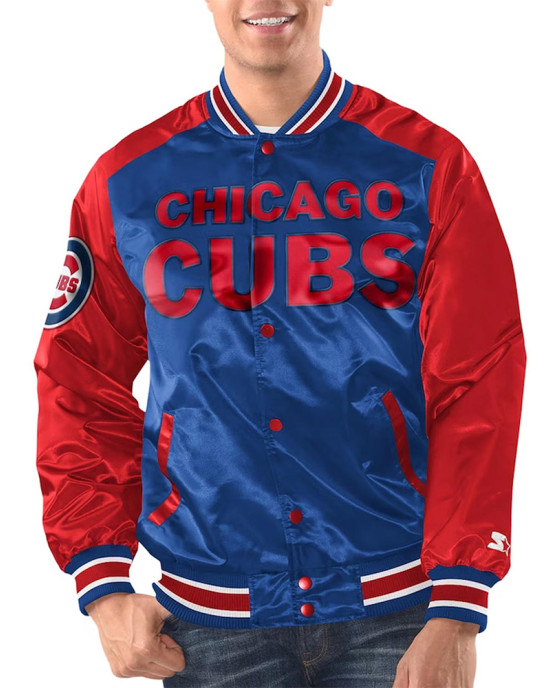 Royal/Red Chicago Cubs Renegade Varsity Satin Jacket Royal/Red Chicago Cubs Renegade Varsity Satin Jacket