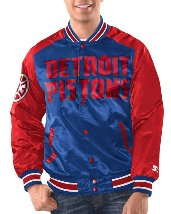 Royal/Red Detroit Pistons Renegade Varsity Satin Jacket Royal/Red Detroit Pistons Renegade Varsity Satin Jacket