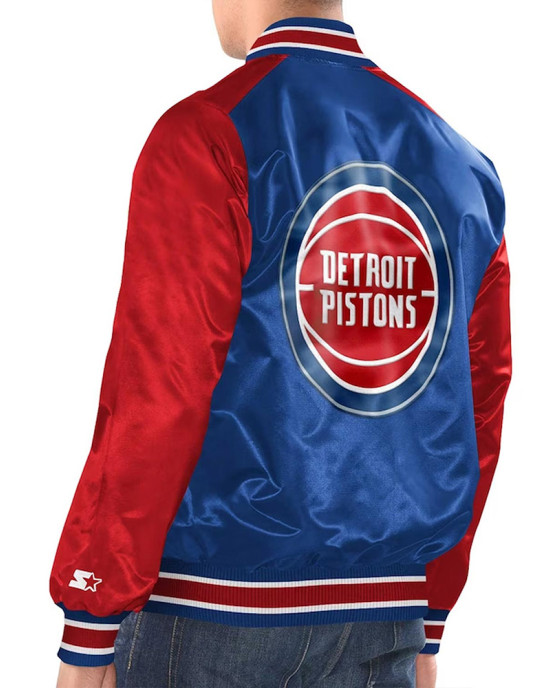 Royal/Red Detroit Pistons Renegade Varsity Satin Jacket Royal/Red Detroit Pistons Renegade Varsity Satin Jacket