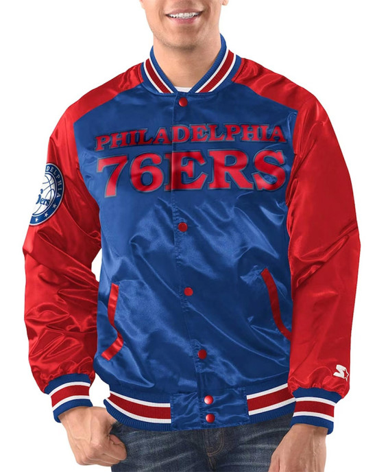 Royal/Red Philadelphia 76ers Renegade Varsity Satin Jacket Royal/Red Philadelphia 76ers Renegade Varsity Satin Jacket