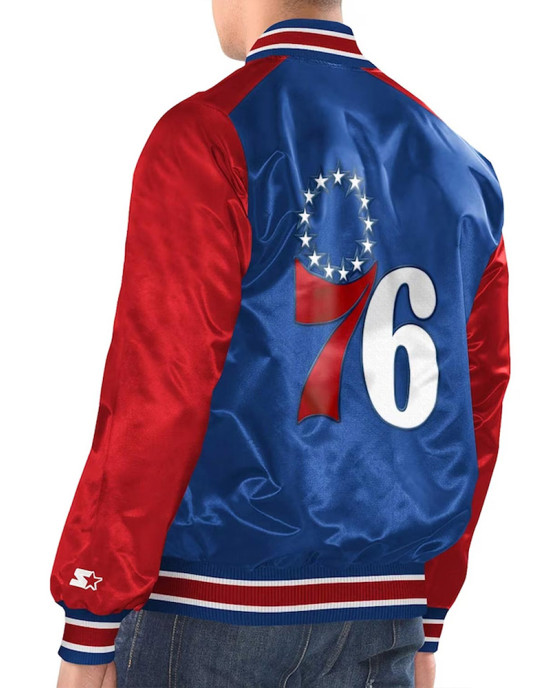 Royal/Red Philadelphia 76ers Renegade Varsity Satin Jacket Royal/Red Philadelphia 76ers Renegade Varsity Satin Jacket