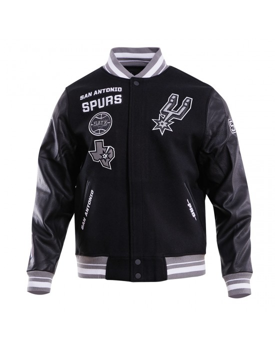 San Antonio Spurs Retro Classic Black Wool Varsity Jacket