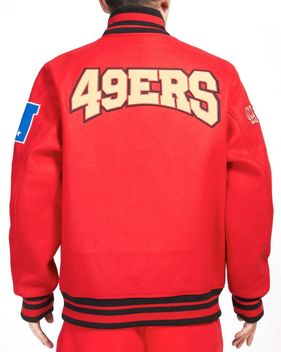 San Francisco 49ers Crest Emblem Rib Varsity Wool Jacket San Francisco 49ers Crest Emblem Rib Varsity Wool Jacket