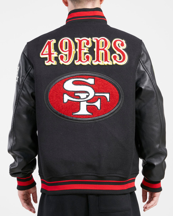 San Francisco 49ers Retro Classic Black Wool Varsity Jacket San Francisco 49ers Retro Classic Black Wool Varsity Jacket