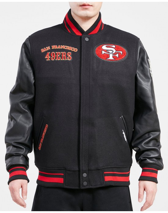 San Francisco 49ers Retro Classic Black Wool Varsity Jacket