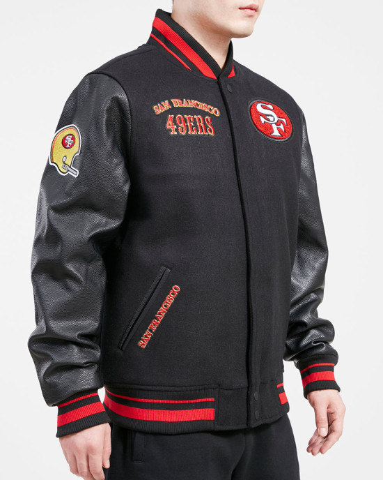 San Francisco 49ers Retro Classic Black Wool Varsity Jacket San Francisco 49ers Retro Classic Black Wool Varsity Jacket