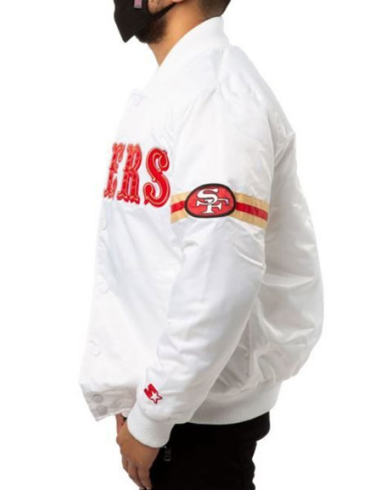 San Francisco 49ers Starter White Satin Jacket San Francisco 49ers Starter White Satin Jacket
