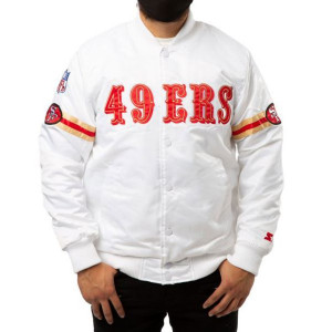 San Francisco 49ers Starter White Satin Jacket