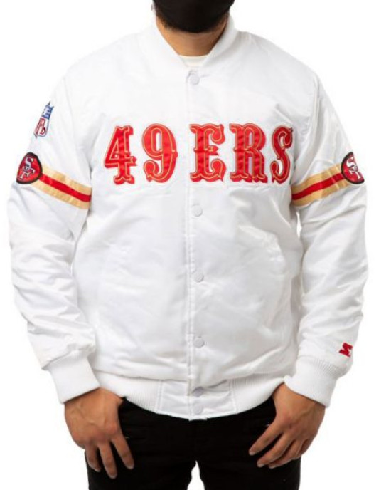 San Francisco 49ers Starter White Satin Jacket San Francisco 49ers Starter White Satin Jacket