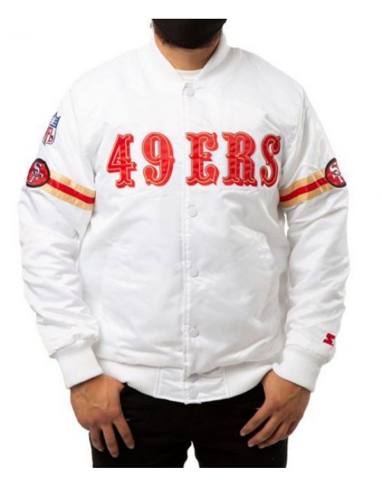 San Francisco 49ers Starter White Satin Jacket