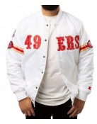 San Francisco 49ers Starter White Satin Jacket