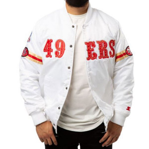 San Francisco 49ers Starter White Satin Jacket