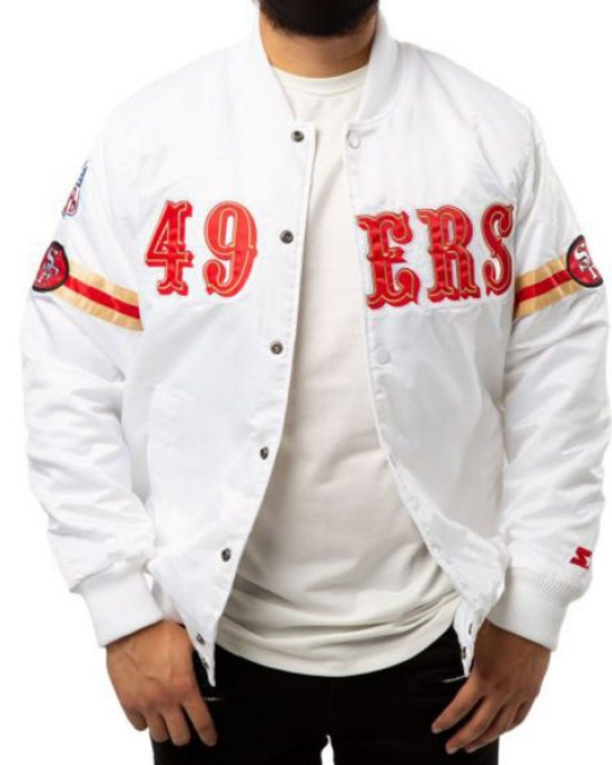 San Francisco 49ers Starter White Satin Jacket San Francisco 49ers Starter White Satin Jacket