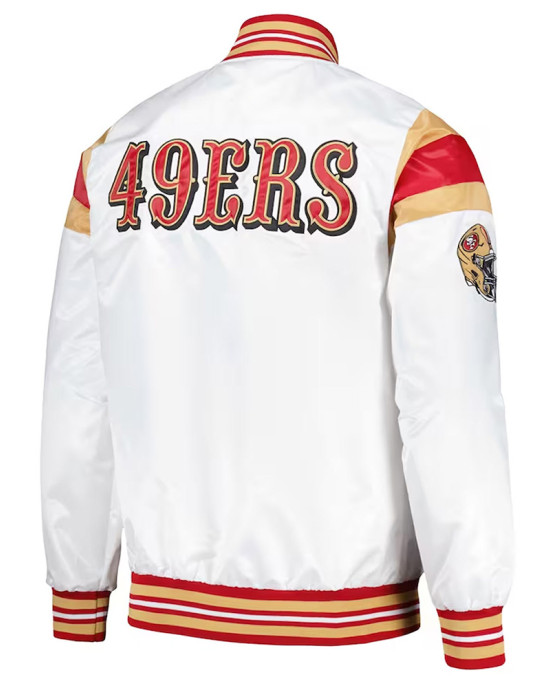 San Francisco 49ers White Varsity Satin Jacket San Francisco 49ers White Varsity Satin Jacket