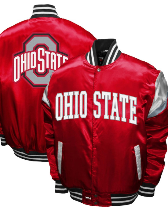 Scarlet Ohio State Buckeyes Power Red Satin Full-Snap Jacket Scarlet Ohio State Buckeyes Power Red Satin Full-Snap Jacket