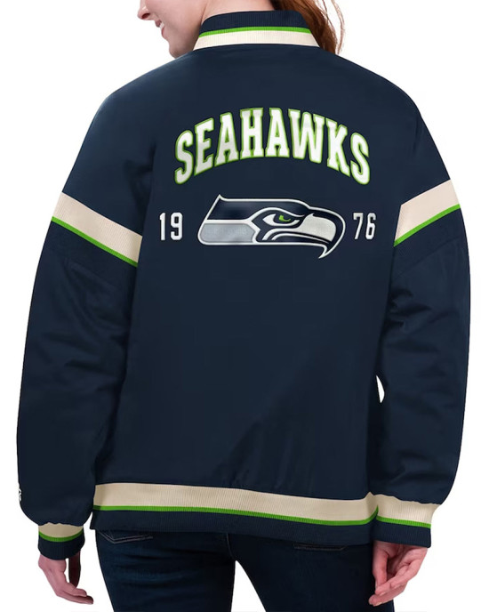 Seattle Seahawks Tournament Navy Varsity Jacket Seattle Seahawks Tournament Navy Varsity Jacket