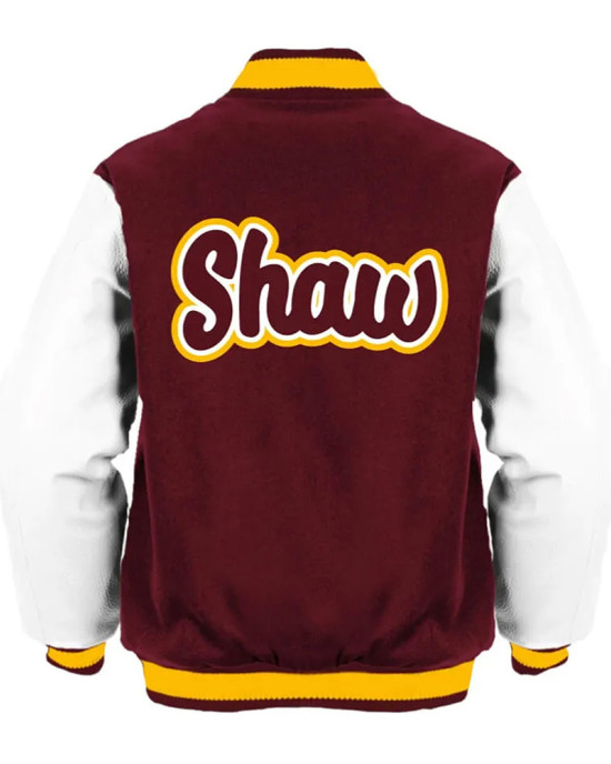Shaw University Maroon and White Varsity Jacket Shaw University Maroon and White Varsity Jacket