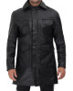 Shelby Mens Four Pocket Black Leather Shearling Lined Coat Shelby Mens Four Pocket Black Leather Shearling Lined Coat
