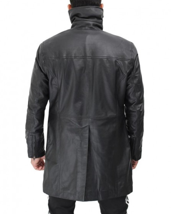 Shelby Mens Four Pocket Black Leather Shearling Lined Coat Shelby Mens Four Pocket Black Leather Shearling Lined Coat