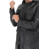 Shelby Mens Four Pocket Black Leather Shearling Lined Coat Shelby Mens Four Pocket Black Leather Shearling Lined Coat
