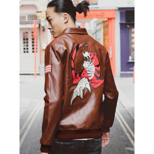 Shenmue Ryo Hazuki Logo Brown Leather Jacket