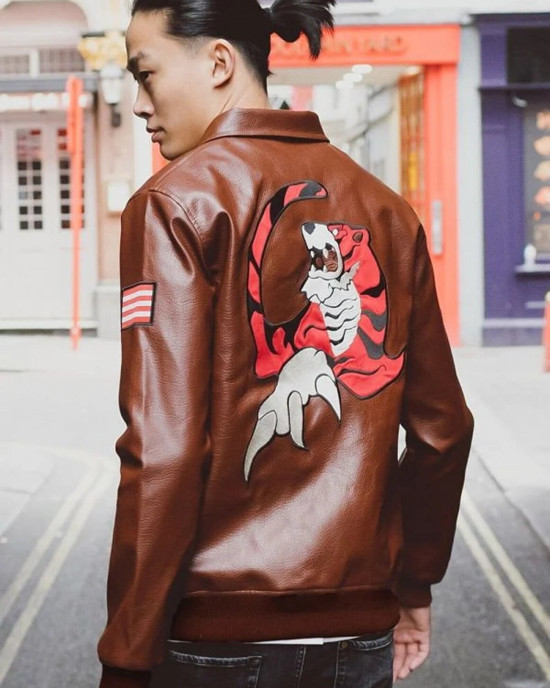 Shenmue Ryo Hazuki Logo Brown Leather Jacket
