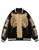 Skeleton Furry Bone Baseball Varsity Jacket