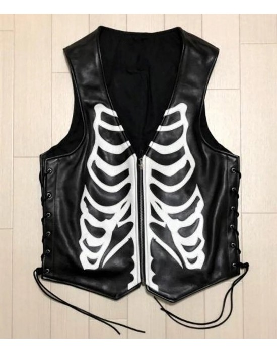 Skeleton Halloween Leather Vest