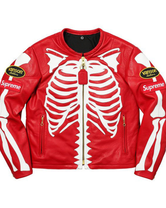 Skeleton Vanson Red Genuine Leather Jacket Skeleton Vanson Red Genuine Leather Jacket