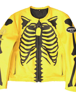 Skeleton Vanson Red Genuine Leather Jacket