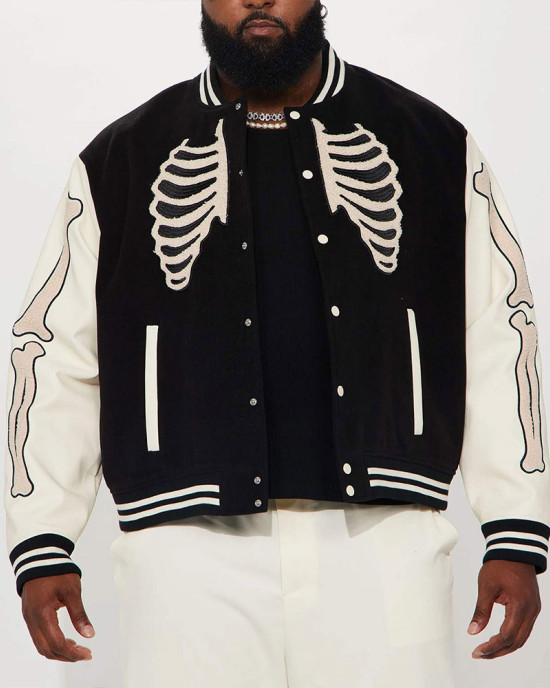 Skeleton Varsity Wool & Leather Jacket Skeleton Varsity Wool & Leather Jacket