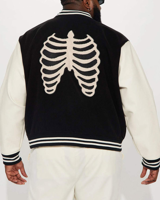 Skeleton Varsity Wool & Leather Jacket Skeleton Varsity Wool & Leather Jacket