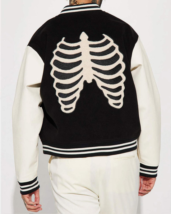 Skeleton Varsity Wool & Leather Jacket Skeleton Varsity Wool & Leather Jacket