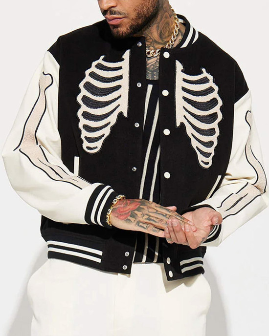 Skeleton Varsity Wool & Leather Jacket Skeleton Varsity Wool & Leather Jacket