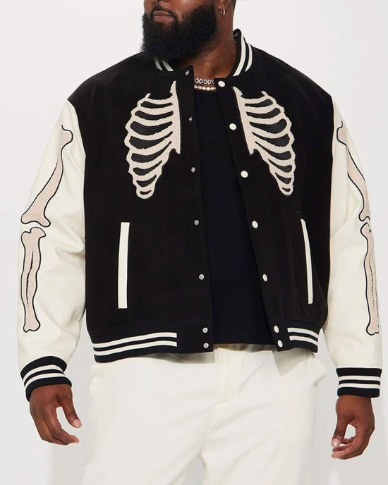 Skeleton Varsity Wool & Leather Jacket Skeleton Varsity Wool & Leather Jacket