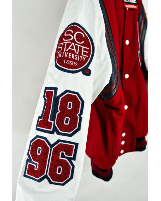South Carolina State University Letterman Red and White Jacket South Carolina State University Letterman Red and White Jacket