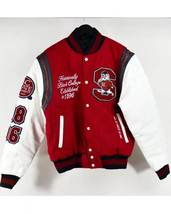 South Carolina State University Letterman Red and White Jacket South Carolina State University Letterman Red and White Jacket