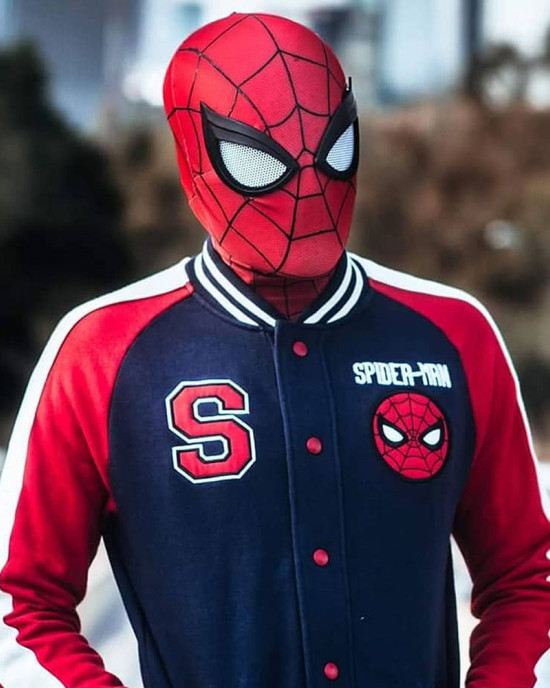 Spiderman Navy and Red Letterman Jacket Spiderman Navy and Red Letterman Jacket