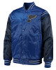 St. Louis Blues Enforcer Blue/Navy Varsity Satin Jacket St. Louis Blues Enforcer Blue/Navy Varsity Satin Jacket