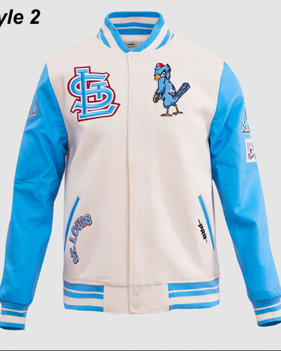 St. Louis Cardinals Retro Classic Rib Blue Wool Varsity Jacket St. Louis Cardinals Retro Classic Rib Blue Wool Varsity Jacket