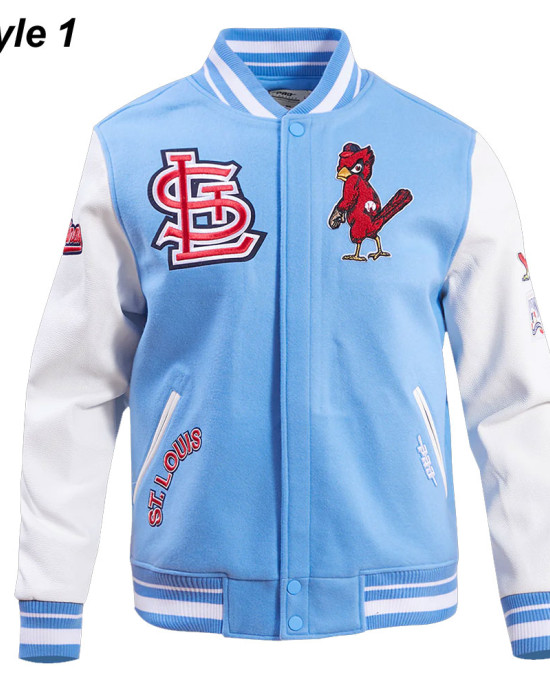 St. Louis Cardinals Retro Classic Rib Blue Wool Varsity Jacket St. Louis Cardinals Retro Classic Rib Blue Wool Varsity Jacket