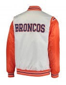 Starter Denver Broncos White and Orange Satin Jacket